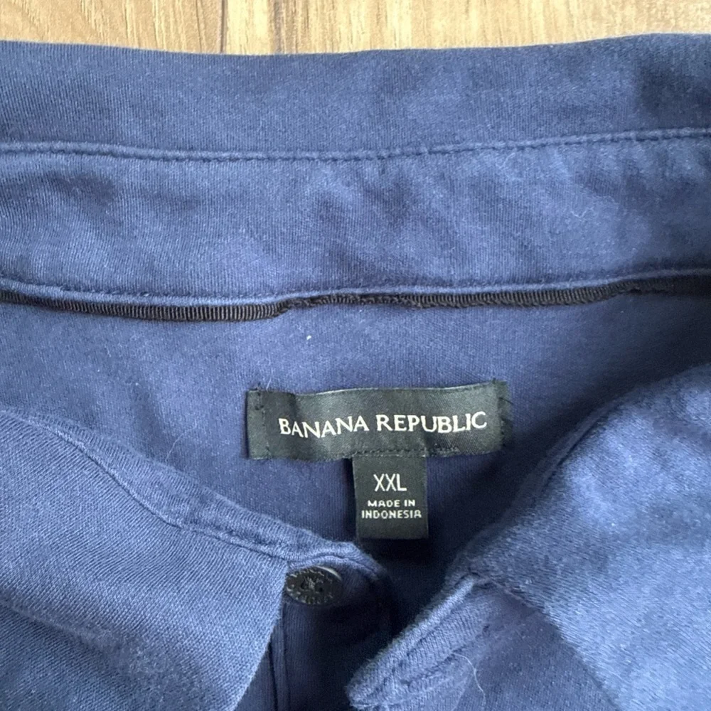 Banana Republic Performance Polo Shirt 100% Cotton XXL Navy Blue Mens Stretch